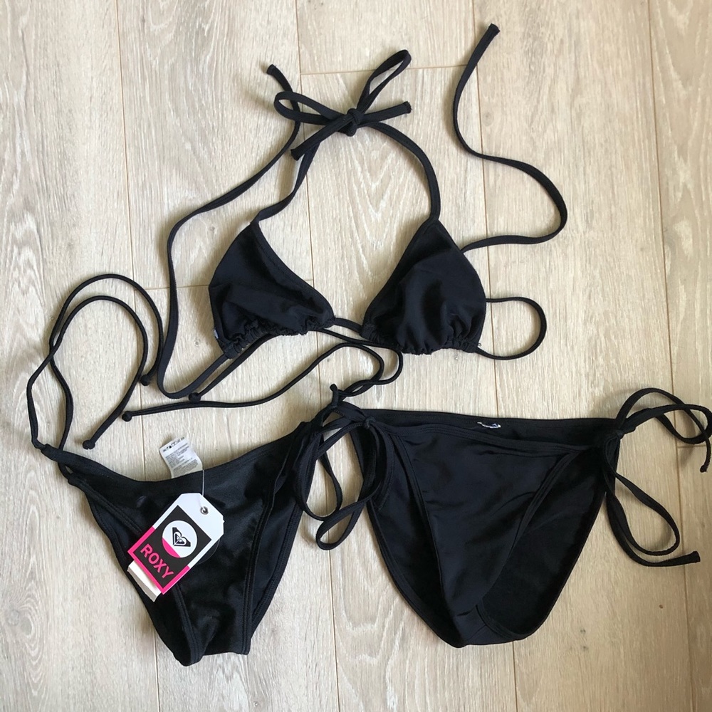 3 Pc Black Bikini Set Roxy Beverly Hills Hotel